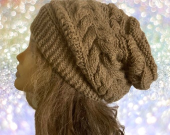 hand knitted winter warm oversized beanie women winter oversized  beanie