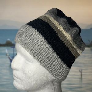 Fishman style hand knitted winter skull cap merino wool men’s beanie