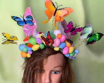 Easter Bunny Ears Headband: Colorful Eggs, Kids Costume
