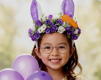 Easter Bunny Ears Headband: Floral Easter Headpiece, for kids