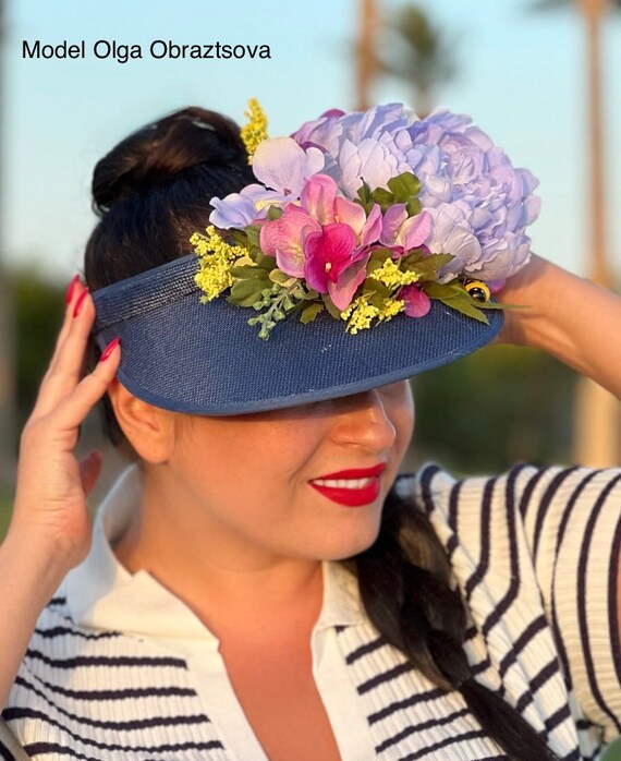 Floral Sun Visor for Women With 3D Butterflies – Garden  display picture 1
