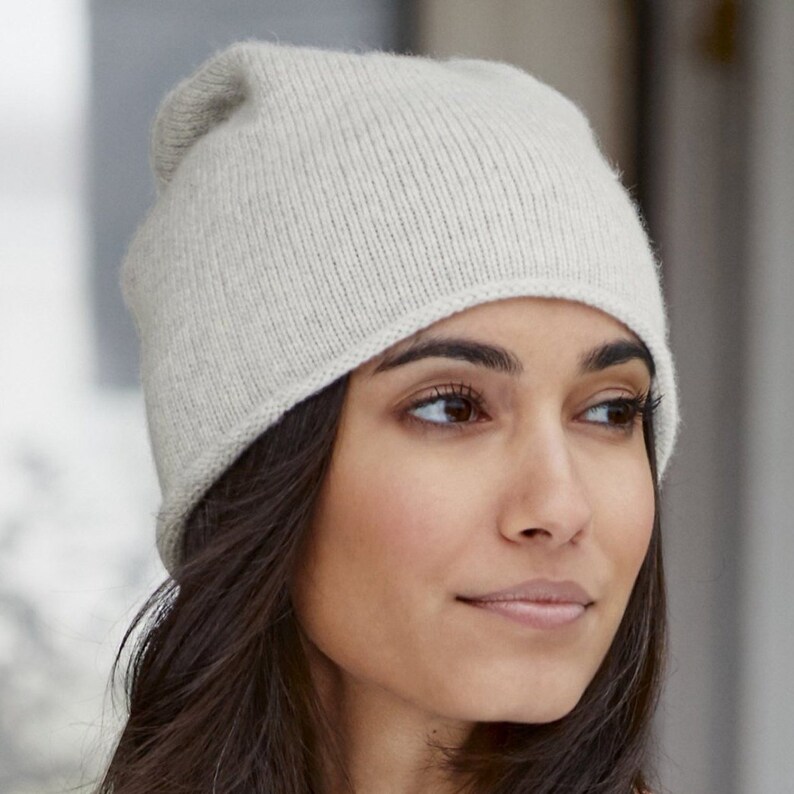 Cashmere blend beanie hat women's headwear hand knitted Etsy