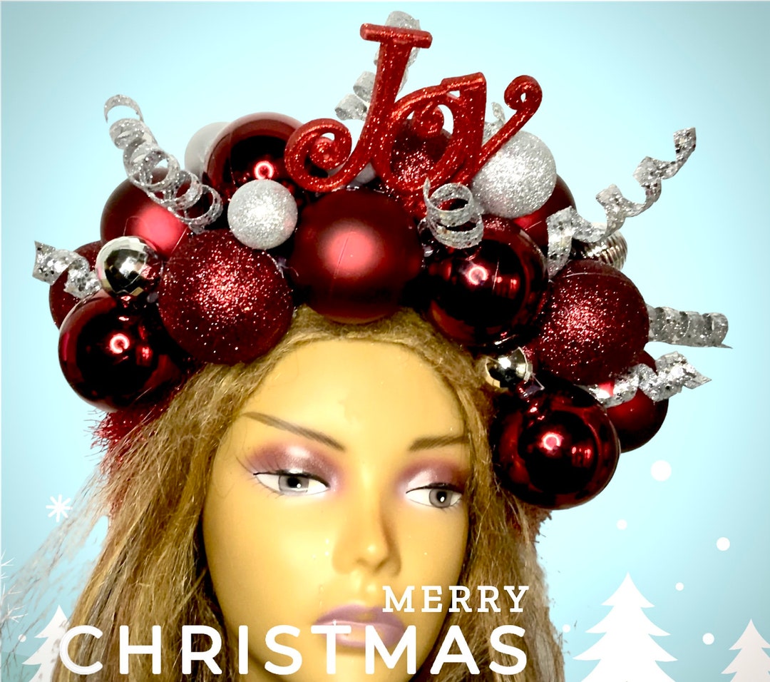 Red Christmas Crown Holiday Crown Christmas Party Headpiece Etsy