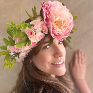 Coachella Crown Wedding floral crown,Bright Bohemian Flower Crown, Beach chic floral headband Floral Boho Crown, Coachella floral crown