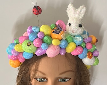 Easter Headband: Bunny, Colorful Eggs, Kids Floral Headpiece