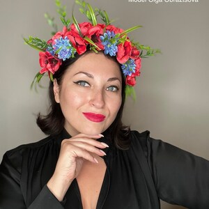 Coachella Crown floral headband Big, Bright Bohemian Flower Crown, Beach chic floral headband Floral Boho Crown, Coachella floral crown
