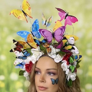 Butterfly Flower Crown, Oversized Floral Headpiece for  display picture 3