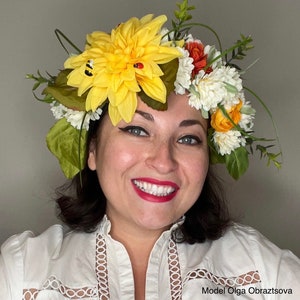 Coachella Crown floral headband Big, Bright Bohemian Flower Crown, Beach chic floral headband Floral Boho Crown, Coachella floral crown