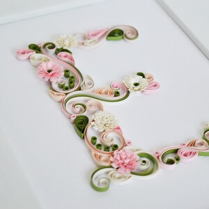 Regalo de nacimiento para bebé, regalo para mamá recién nacida, letra y tarjeta con monograma rosa y verde, regalo de bautizo para niña, primer cumpleaños, bautismo de ahijada.