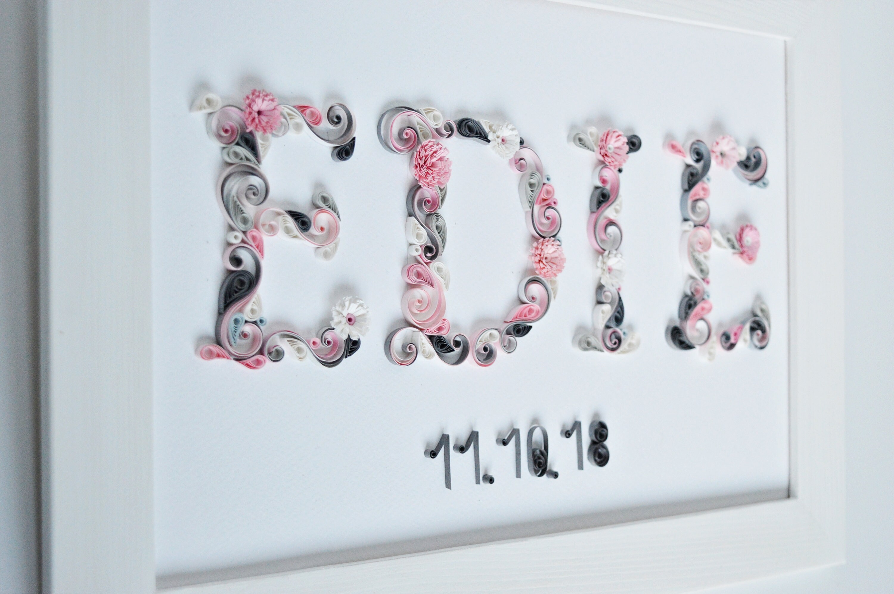 Nursery name frame art First Birthday baby Baby name Kids Etsy