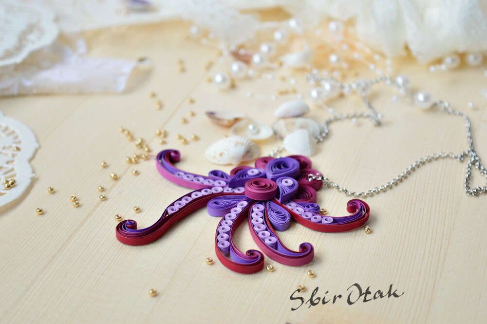 Quilled Paper Art Purple Octopus Octopus Etsy