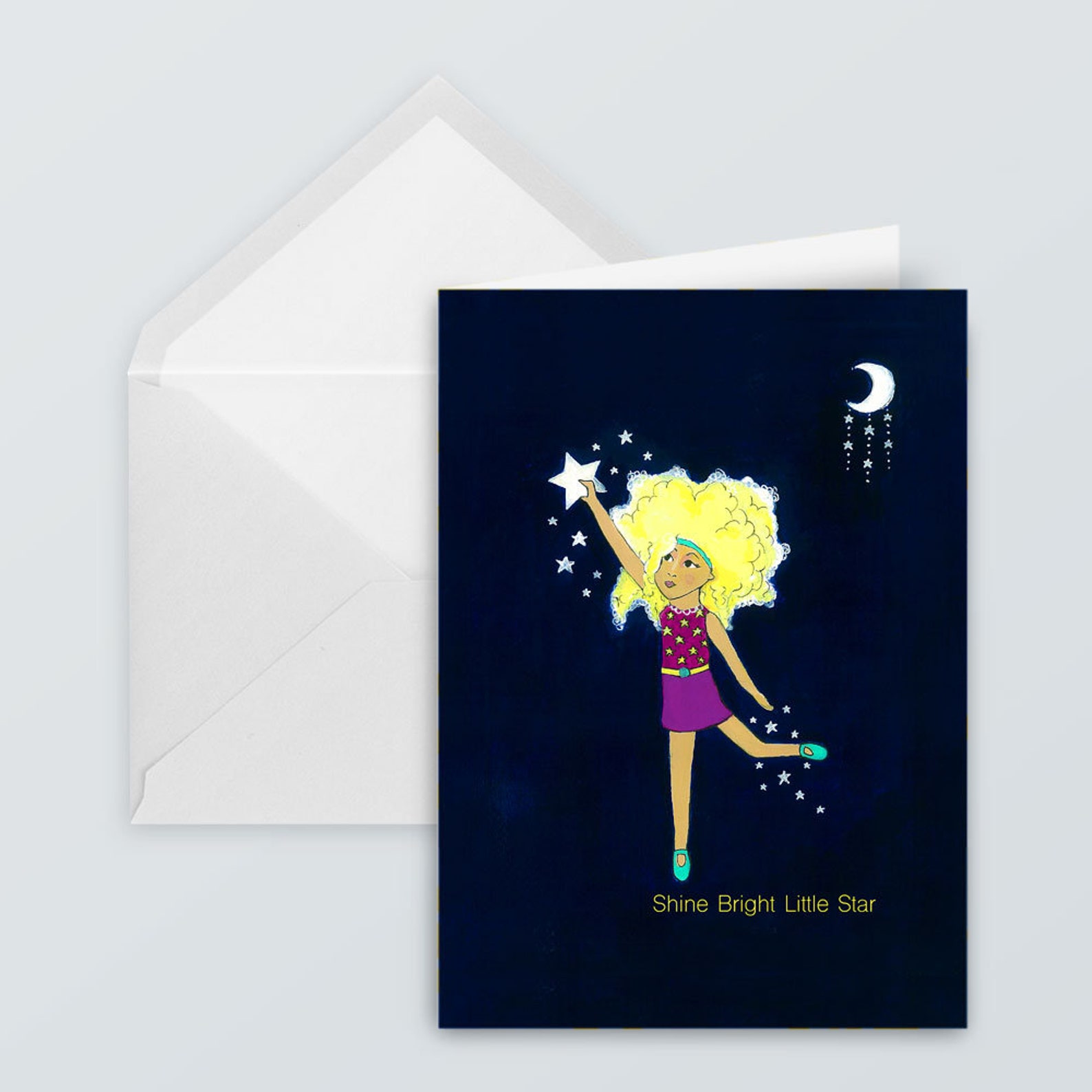 Cosmic Card for Girls Mixed Race Girls Card Natural Hair Etsy