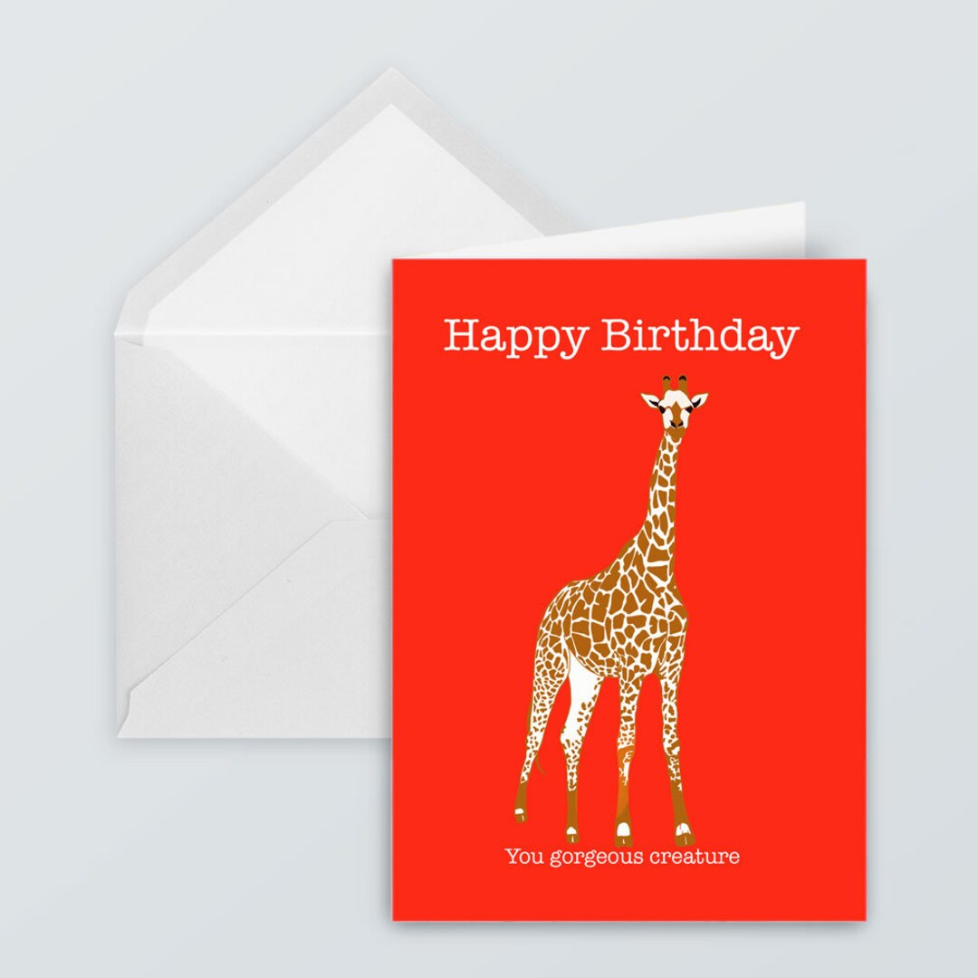 Giraffe Karte Giraffe Geschenk Helle Giraffe Kunst Etsy.de