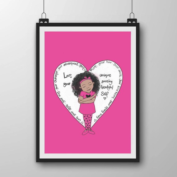 Mixed Race Girl Art Print Self Love Art Positive Art Print Etsy