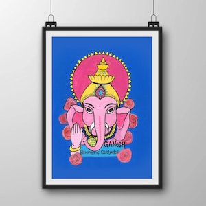 Ganesh Art Print - Spiritual Wall Art - Hindu God Art - Remover of obstacles - Gift for for Strength in Hard Times - Good omen for success