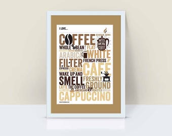 I Love Coffee Typographic Poster