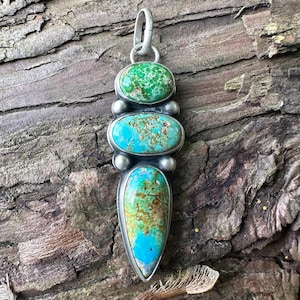 Handmade Sonoran Gold Turquoise and Sterling Silver Pendant