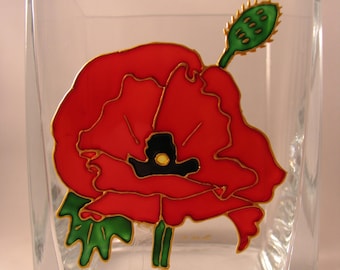 Hand-Painted Poppy Vase
