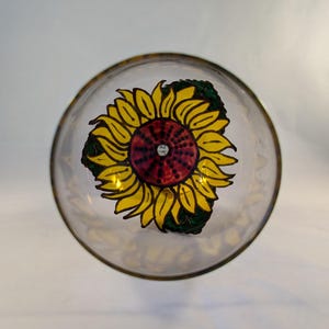 Hand-painted Sunflower Wine Glass