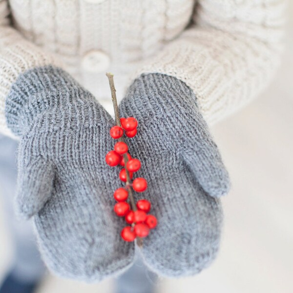 Hand knitted dark gray merino wool mittens for children /Toddler mittens/Children wool gloves/Knitted mittens for toddler/for boy,for girl