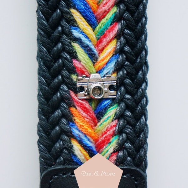 Camera Strap / Rainbow Collection / Leather Detailed / Boho Braid