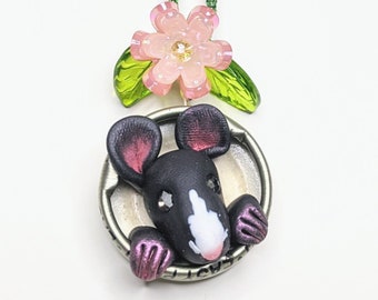 Cute pet rat ornament, fancy rat, mouse figure, pet memorial, trinket, decoration, clay, polymer clay, sculpture, gift for rat owner