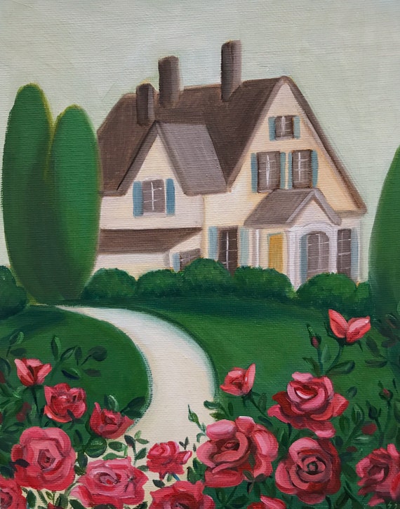 Cottage Painting Original Oil Garden Painting Etsy
