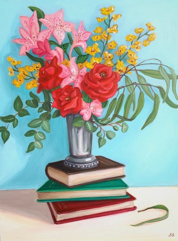 Still Life Painting, Original Oil Painting,red Roses Painting