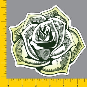 100 Dollar Rose Laminated Sticker/Decal (water/scratch proof)