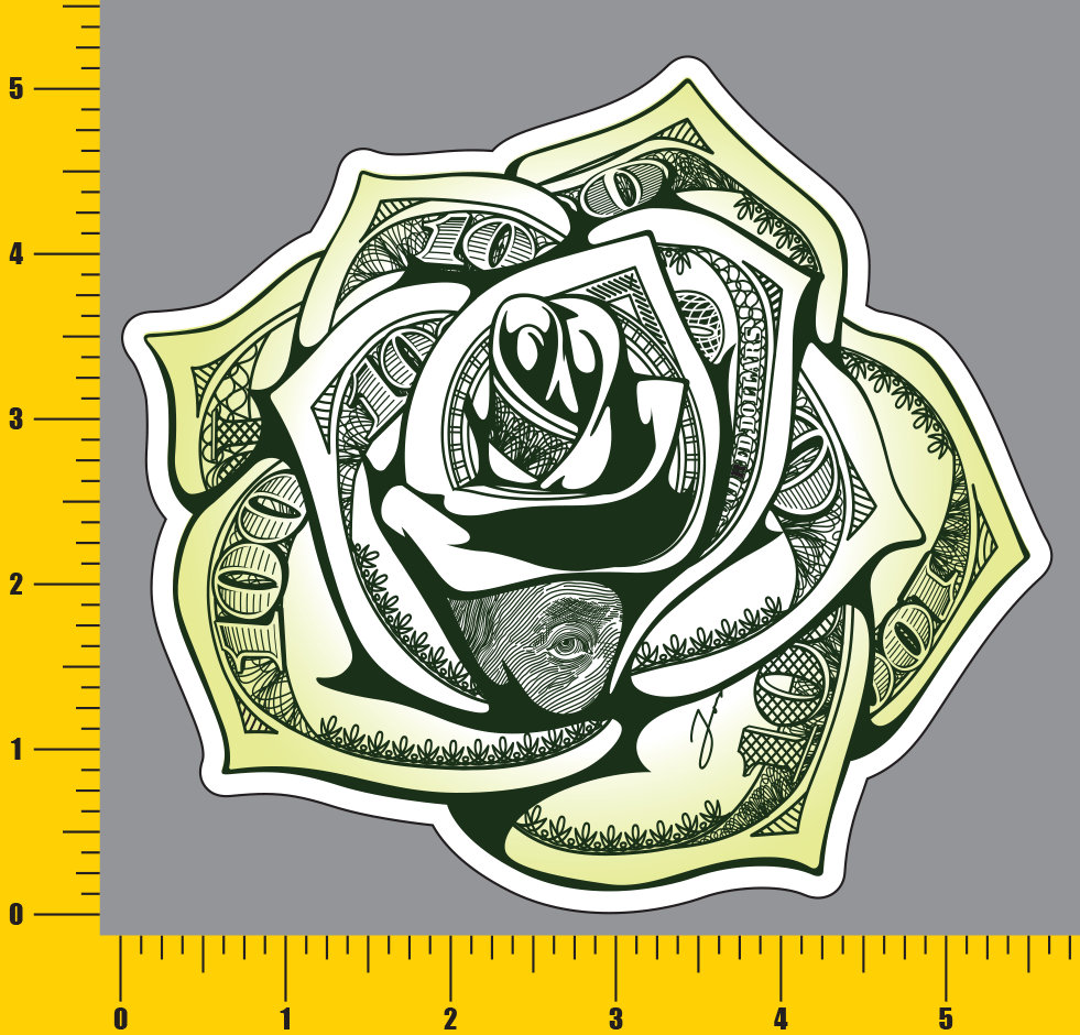 Money rose tattoo design