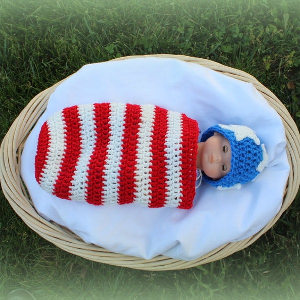 American Baby Sack, American Baby Cacoon, Red White and Blue, USA, Stars and Stripes, Baby Hat, Newborn pictures, photo prop, baby blanket