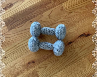 Baby dumbbells, baby weights, crochet weights, crochet dumbbells, weightlifter, exercise