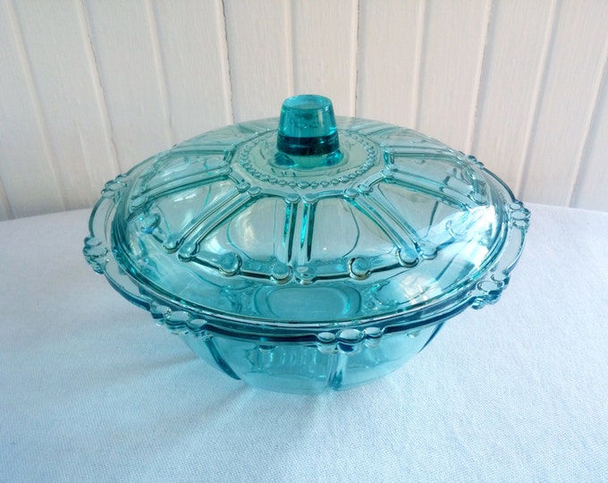 Vintage Oyster and Pearl Depression Glass Reproduction Mid Century Aqua