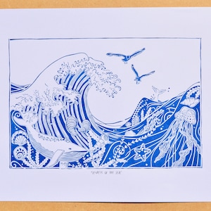 Secrets Of The Sea - White A3 Original Print