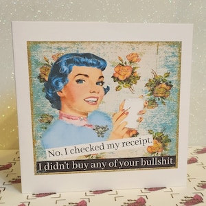 Funny Positive Affirmation Handmade Card Didn't Order Your Bulls**t  Quote Humour Sarcasm Friendship Break Up Swarovski Free Delivery