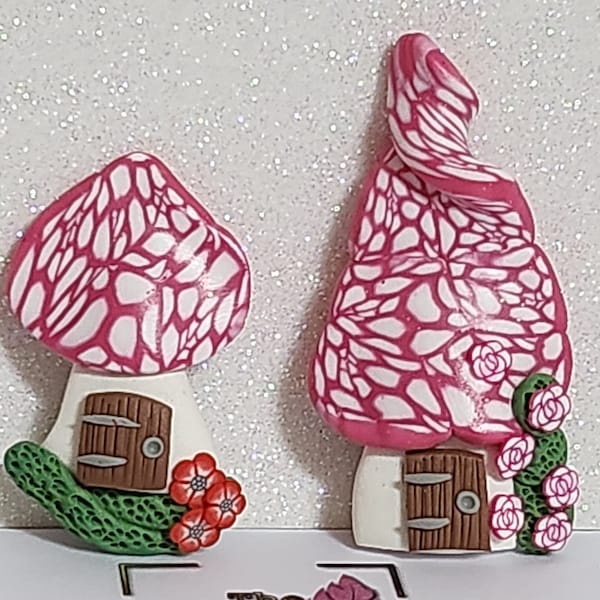 Fimo Toadstool Fairy House Fridge Magnet x 2 Handmade Mushroom Fantasy Woodland Enchanted Memo Board Home Office Gift Birthday