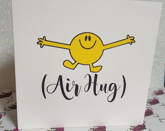 Air Hug Card Smiley Face Friendship Card Ivory Linen Effect Square Card Thinking Of You Missing You Get Well Soon