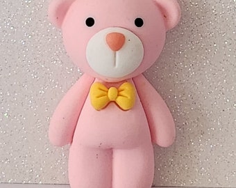 Fridge Magnet Teddy Bear Pink With Yellow Bow Tie Memo Board Planner 3d Teddy Bear Magnet Office Small Business Birthday Gift 50mm Tall