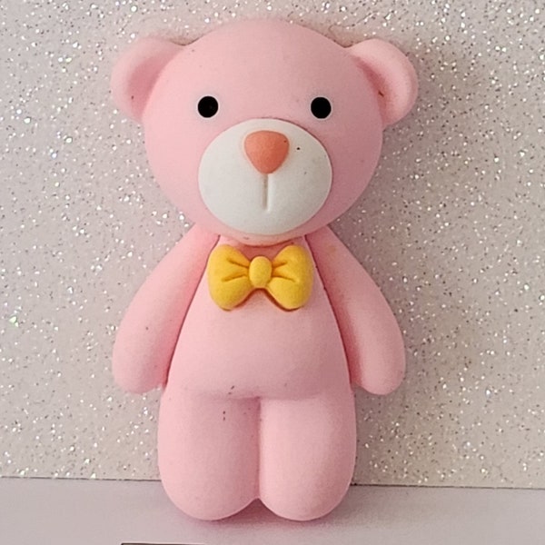 Fridge Magnet Teddy Bear Pink With Yellow Bow Tie Memo Board Planner 3d Teddy Bear Magnet Office Small Business Birthday Gift 50mm Tall