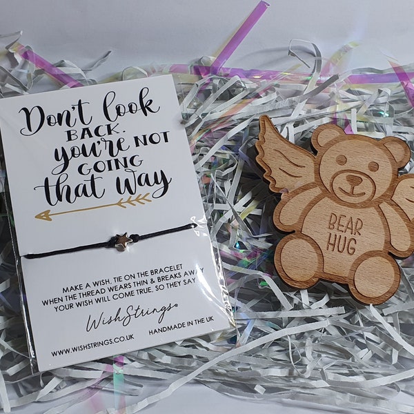 Bear Hug In A Box Pocket Hug Guardian Angel Bear With Wish String Bracelet Personalised Gift Card Option Positive Affirmation Birthday