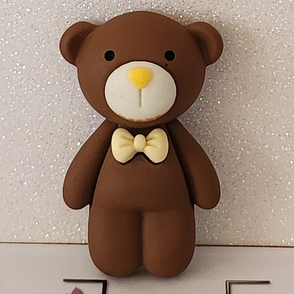 Teddy Bear Magnet Brown Yellow Bow Tie Memo Board Planner Cute 3D Bear Fridge Magnet Office Small Business Birthday Gift 50mm Tall