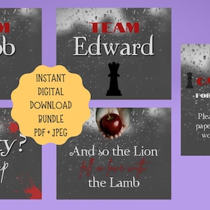 Twilight Party Sign Printable Bundle, Instant Digital Download