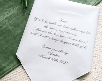 Wedding Handkerchief - Of All The Walks - Father Of The Bride Wedding Hankie - For Happy Tears Wedding Gift