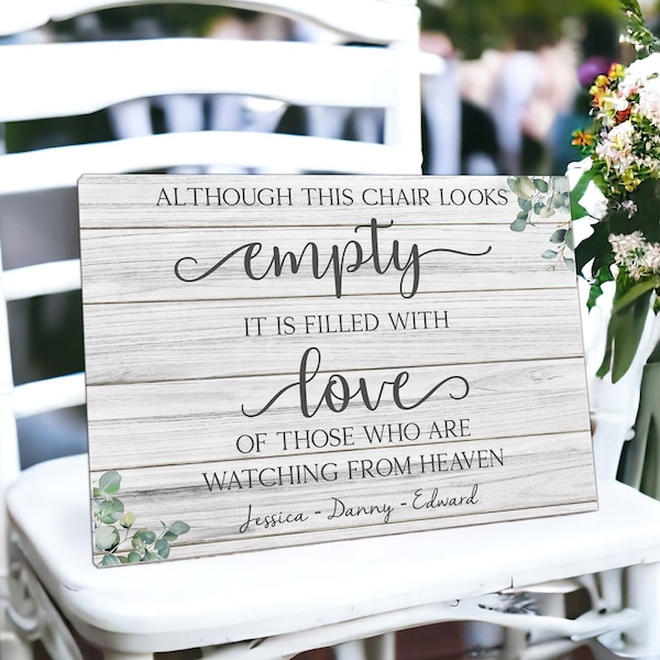 Personalized Reserved In Loving Memory Wedding Sign - Memorial Chair Sign - Custom Memorial Plaque for Wedding - In Memory of Loved Ones