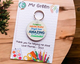 Personalised Teacher Keyring Appreciation Gift - Teacher Gift - End Of Term Teacher - Personalised Teacher Gift