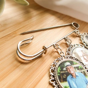 Personalised Memorial Photo Lapel Charm Pin Gift For Groom Wedding Gift For Groom Memory Remembrance Pin Walking Down The Aisle Gift image 6