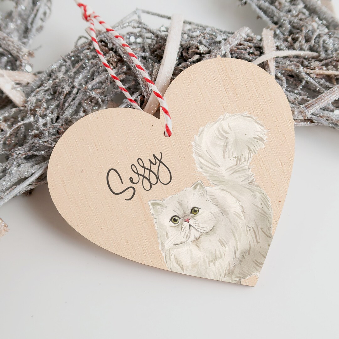 Personalized Persian Cat Christmas Ornament - Engraved Wooden Bauble - Etsy