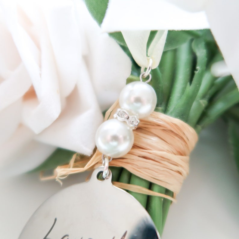 Handwriting Wedding Bouquet Charm Handwriting Charm Engraved Handwritten Bridal Memory Charm image 4