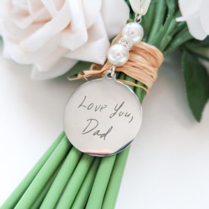 Handwriting Wedding Bouquet Charm Handwriting Charm Engraved Handwritten Bridal Memory Charm image 8