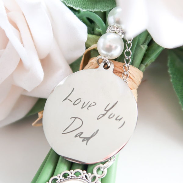 Handwriting Engraved Bouquet Charm